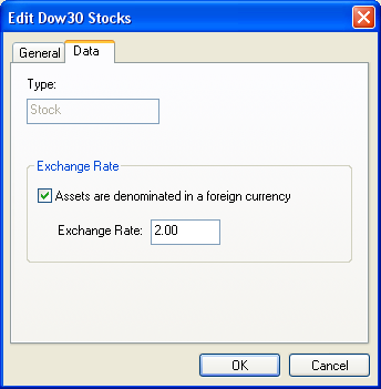 Define an exchange rate in the dialog for editing a portfolio