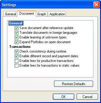 Document settings