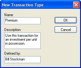 Define a name for the transaction type and a description