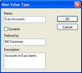 The dialog for defining a new value type