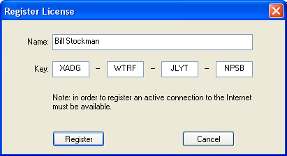 License registration dialog in OmniValue