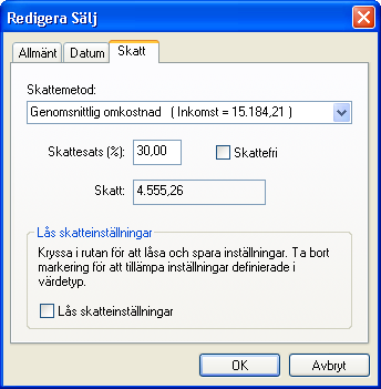 Skatteinstllningar fr en sljtransaktion