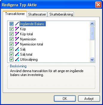 Dialogen fr att inkludera eller exkludera transaktioner i en vrdetyp.