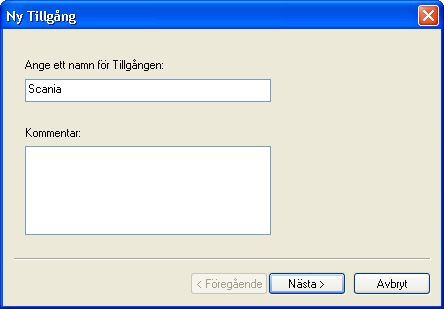 Ange namnet p tillgngen