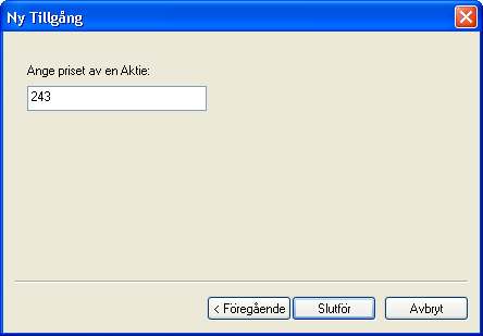 Ange priset p en aktie