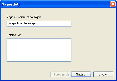 Ange ett namn fr portfljen